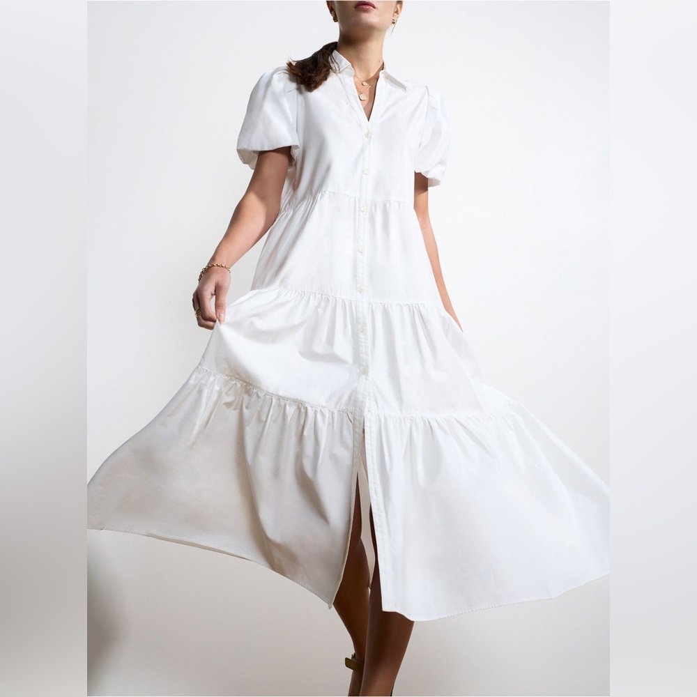 Brochu Walker Havana Maxi Dress, Large, Puff Sleeve Ivory